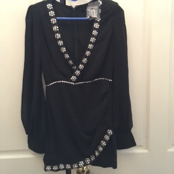 NBD Cocktail Party NYE Embellished Mini Dress Black Small NWT $268 this - Picture 5 of 8